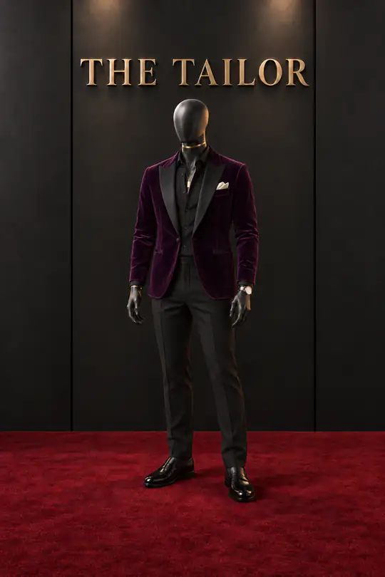 Plum velvet tuxedo by THE TAILOR, Ikorodu, Lagos